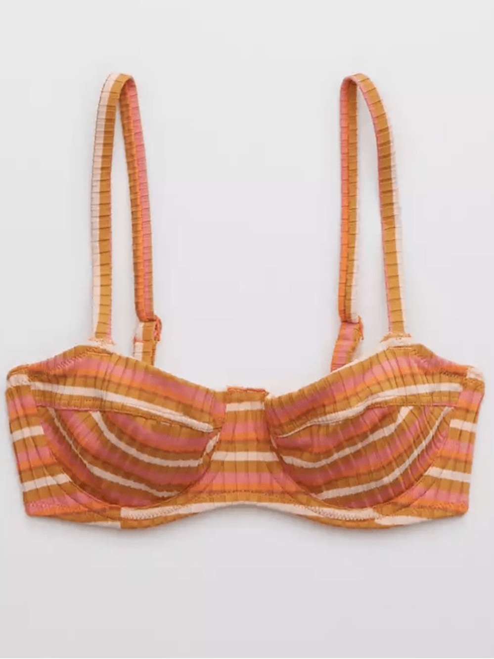 Aerie Underwire Bikini Top Stripes Summer Swim Suit Swimwear Ribbed